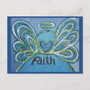 Faith Word Inspiration Angel Postcard Postkarte