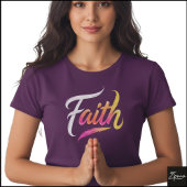 Faith Word Neon Glossy Feather Script T-Shirt