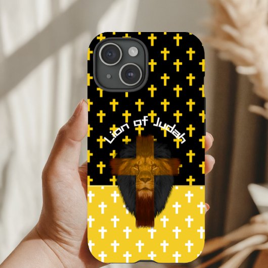 Faith Yellow Black White Cross Lion of Judah  Case-Mate iPhone Hülle
