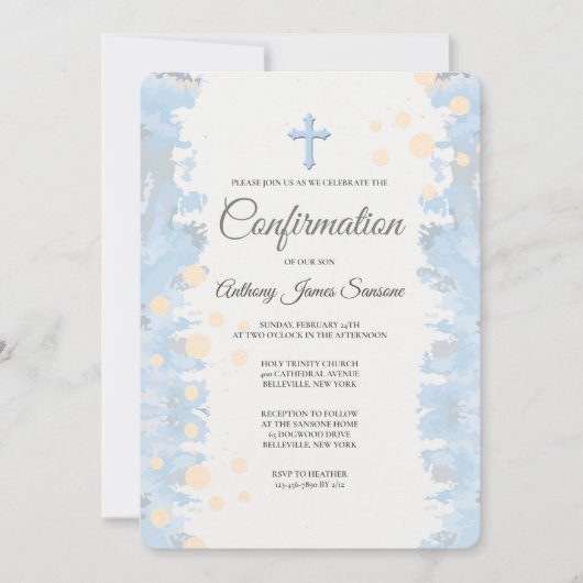 Faithful Blue Religious Einladung (Vorderseite)