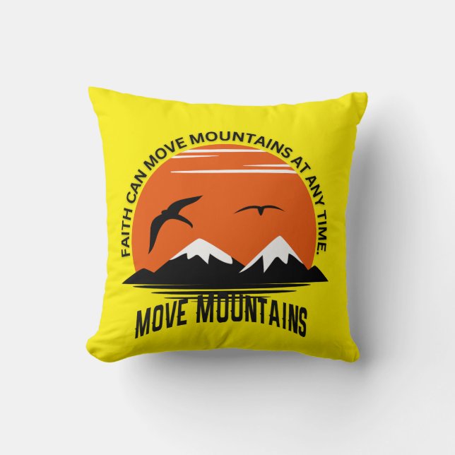Faithful Comfort – Mountain Sunset Throw Pillow Kissen (Vorderseite)