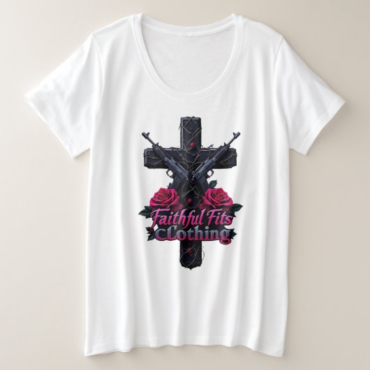 Faithful Fits Frauen plus Größe Basic Weiß tee (Design vorne)