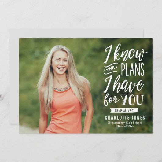 Faithful Grad EDITABLE FARBEN Abschluss Foto Einladung (Vorne/Hinten)