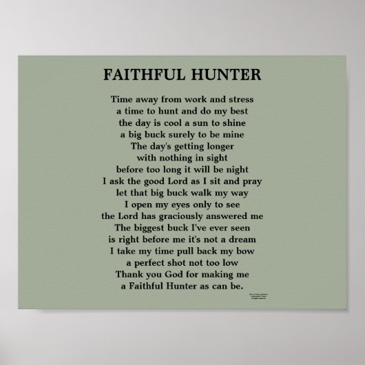 FAITHFUL HUNTER POEM POSTER (Vorne)