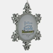 Faithful Missionary Schneeflocken Zinn-Ornament (Links)
