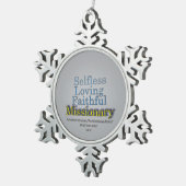Faithful Missionary Schneeflocken Zinn-Ornament (Rechts)