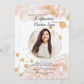 Faithful Pink Foto Religiöse Einladung (Vorne/Hinten)