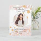 Faithful Pink Foto Religiöse Einladung (Stehend Vorderseite)