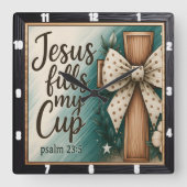 Faithful Scripting Cross Quadratische Wanduhr (Vorderseite)