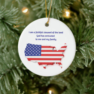 Faithful Steward of USA - Round  Keramik Ornament