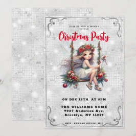 Faively Silver White Glitzer Weihnachtsfest Party Einladung