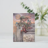 Faiy and Dragon Fantasy Art Postcard Postkarte (Stehend Vorderseite)