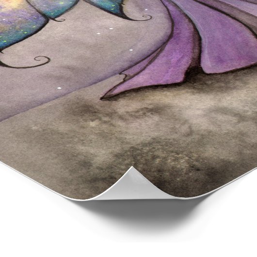 Faiy and Dragonfly Fantasy Art Poster (Ecke)
