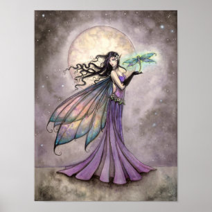 Faiy and Dragonfly Fantasy Art Poster