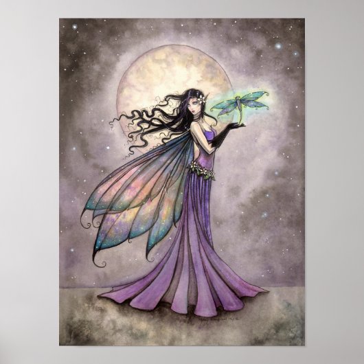 Faiy and Dragonfly Fantasy Art Poster (Vorne)