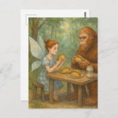 Faiy and Sasquatch Eating Tacos Fantasy Art Postkarte (Vorne/Hinten)