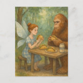 Faiy and Sasquatch Eating Tacos Fantasy Art Postkarte (Vorderseite)