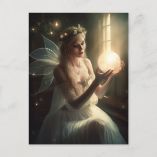 Faiy mit magisch leuchtenden Orb Fantasy Art Postkarte