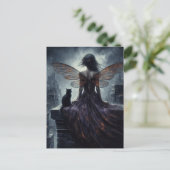 Faiy und ihre Katze überblicken die Fantasie der S Postkarte (Stehend Vorderseite)
