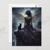 Faiy und ihre Katze überblicken die Fantasie der S Postkarte (Vorne/Hinten)