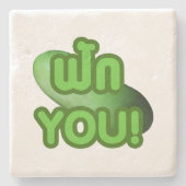 FAK DICH! ... Grüner Squash (Winter Melon) Steinuntersetzer (Vorderseite)