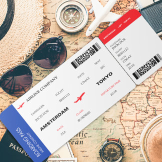 Fake Airline Ticket Boarding Pass Classic Einladung