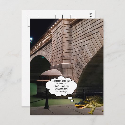 (Fake) Alligator beim Baden an der London Bridge Postkarte (Vorne/Hinten)