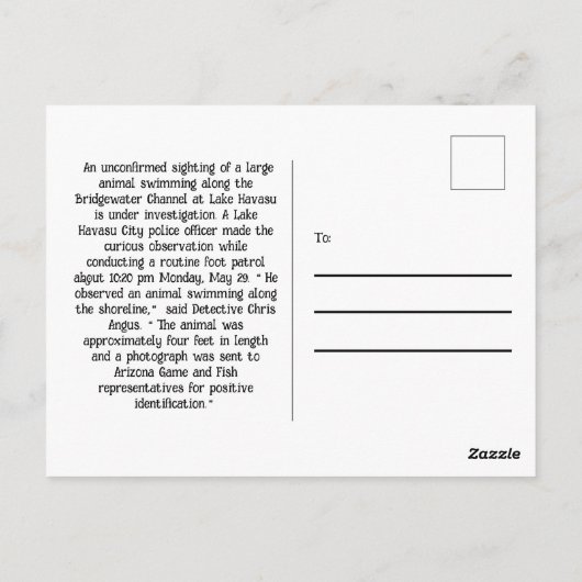 (Fake) Alligator beim Baden an der London Bridge Postkarte (Rückseite)