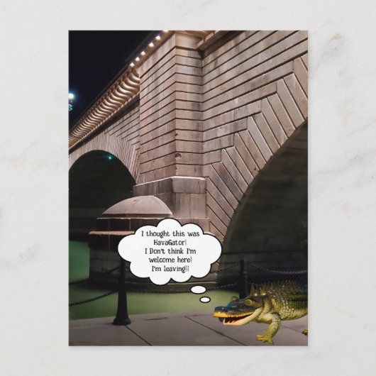 (Fake) Alligator beim Baden an der London Bridge Postkarte (Vorderseite)