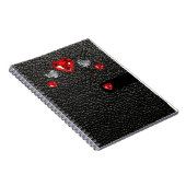 Fake aus schwarzem Leder mit roten Steinen und wei Notizblock (Rechte Seite)