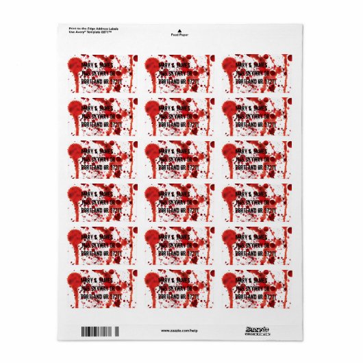 Fake Blut-Spritzer Adressaufkleber (Vorne)