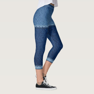 Fake Denim kurz blau Leggings