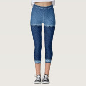 Fake Denim kurz blau Leggings (Vorderseite)