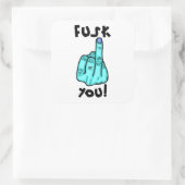 Fake f-bomb & Fake Mittelfinger Witz v2.2 Quadratischer Aufkleber (Tasche)