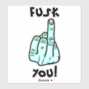 Fake f-bomb & Fake Mittelfinger Witzsticker v3 Aufkleber