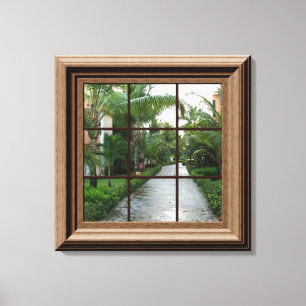 Fake-Fenster-Ansicht-tropischer Gehweg-friedliche Leinwanddruck