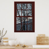 Fake-Fenster - Illusion - Winter-Woods-Ansicht 2 v Poster (Küche)