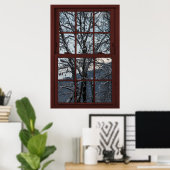 Fake-Fenster - Illusion - Winter-Woods-Ansicht 2 v Poster (Heimbüro)