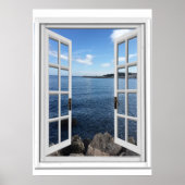 Fake-Fenster mit Blick auf das Meer Poster (Vorne)