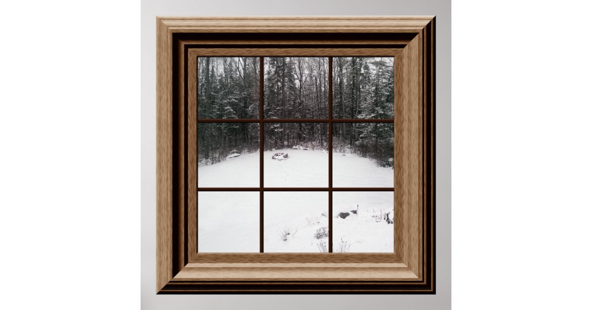 FakeFensterPlakatWinterSchneeSzene mit Bäumen Poster