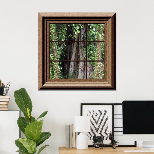 Fake Fensteransicht Poster Blick Bäume Wand Kunst (Heimbüro)