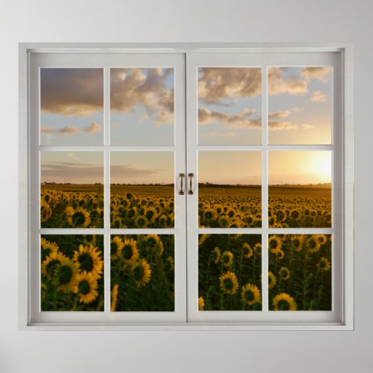 Fake Fensterblume Sonnenblumen Sonnenuntergang Lan Poster (Vorne)