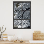 Fake-FensterIllusion Weiße Blume Blüten Poster (Küche)