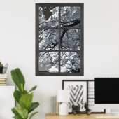 Fake-FensterIllusion Weiße Blume Blüten Poster (Heimbüro)