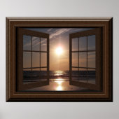 Fake Fensterszene Friedlich Sonnenuntergang Entspa Poster (Vorne)