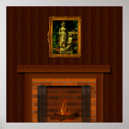 Fake Fireplace Halloween Spuk Hauspropole Poster