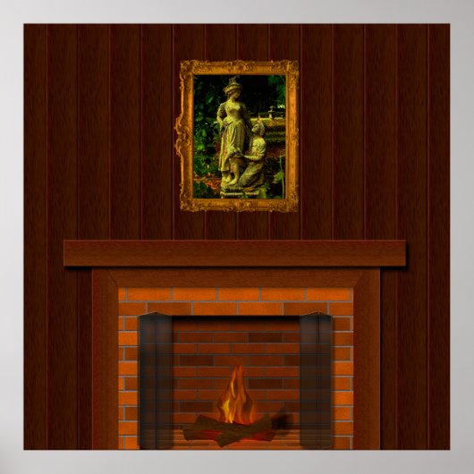 Fake Fireplace Halloween Spuk Hauspropole Poster (Vorne)
