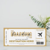 Fake Flugzeug Geschenkgutschein Ticket Boarding Pa Einladung (Stehend Vorderseite)