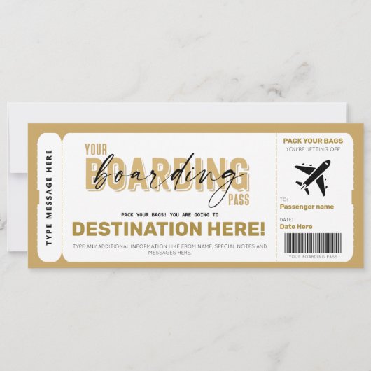 Fake Flugzeug Geschenkgutschein Ticket Boarding Pa Einladung (Vorderseite)