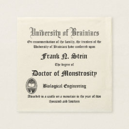 Fake Frankenstein Diploma napkin Serviette